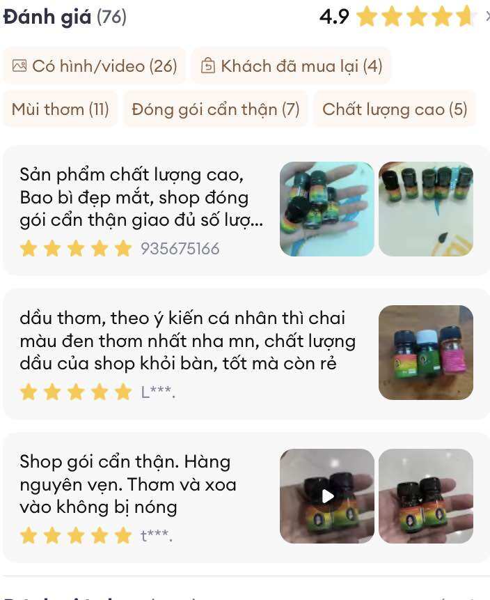 Dầu Bà Mập Thái Lan Đủ Màu 3ml- Hàng Nội Địa