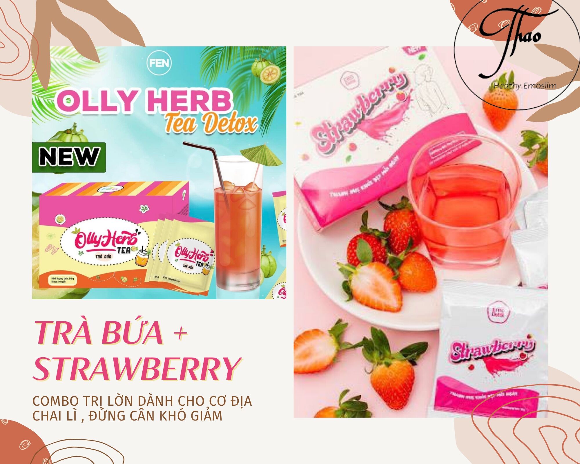 (Tặng Chai + Freeship) COMBO NƯỚC TRÁI CÂY EMOSLIM + TRÀ BÍ ĐAO