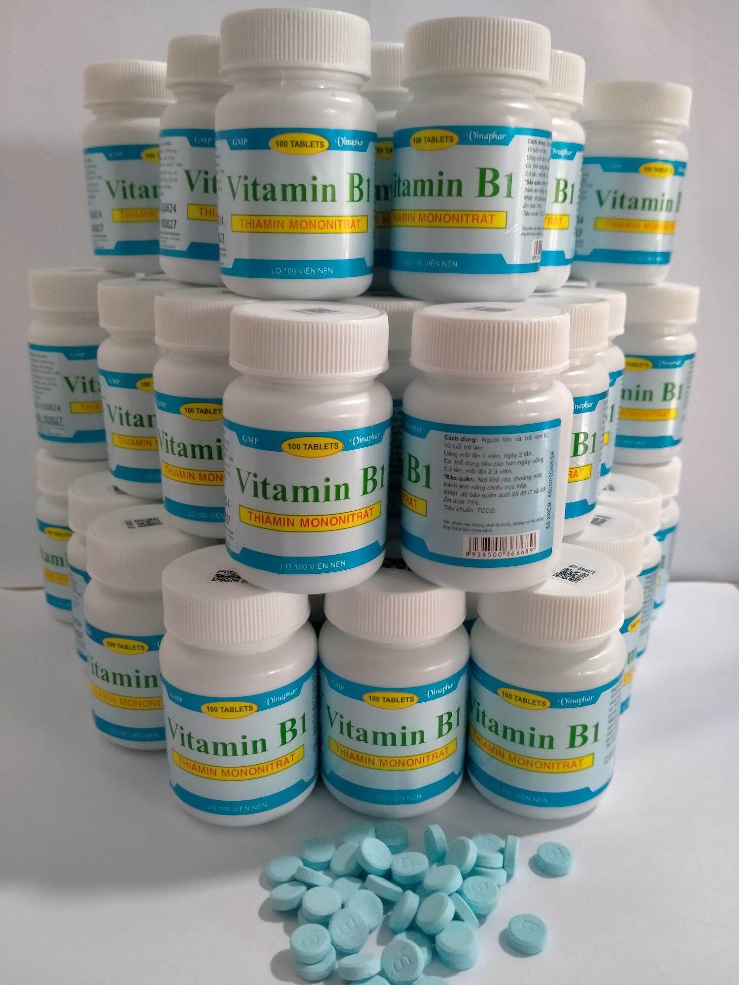 Combo 5 lọ VITAMIN B1 lọ 100 viên màu xanh Tăng cường chuyển hóa giúp ăn ngon miệng, hổ trợ trong bệnh tê phù tay chân.