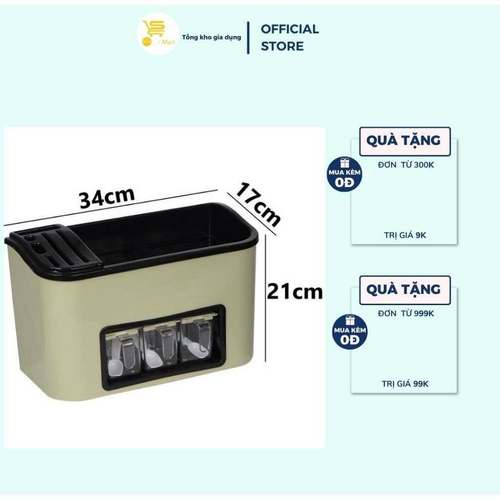 Kệ Gia Vị Nhà Bếp Đa Năng 3 Cốc Kèm Chỗ Để Dao Kéo (Giao Màu Ngẫu Nhiên) Tiết Kiệm Diện Tích, Dễ Vệ Sinh MTA-MART2