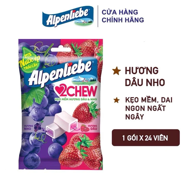 kẹo mềm Alpenliebe 2Chew gói lớn