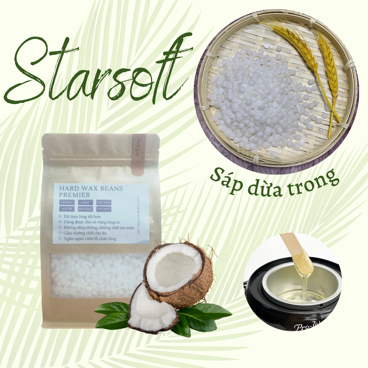 500G Sáp Hạt Dừa Cao Cấp Đủ Màu. Wax Hạt Tẩy Lông Nhập Khẩu Chính Hãng Full Beauty