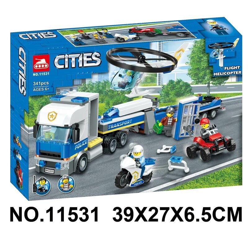 Lắp ráp xếp hình lego cities 11531 - Xe container cảnh sát chở trực thăng vận tải