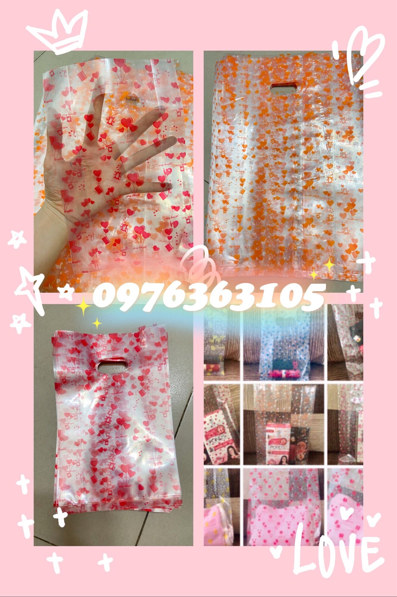 1kg túi bọc nilong trong in hình hoa văn cute ,túi pp hột xoài in hình