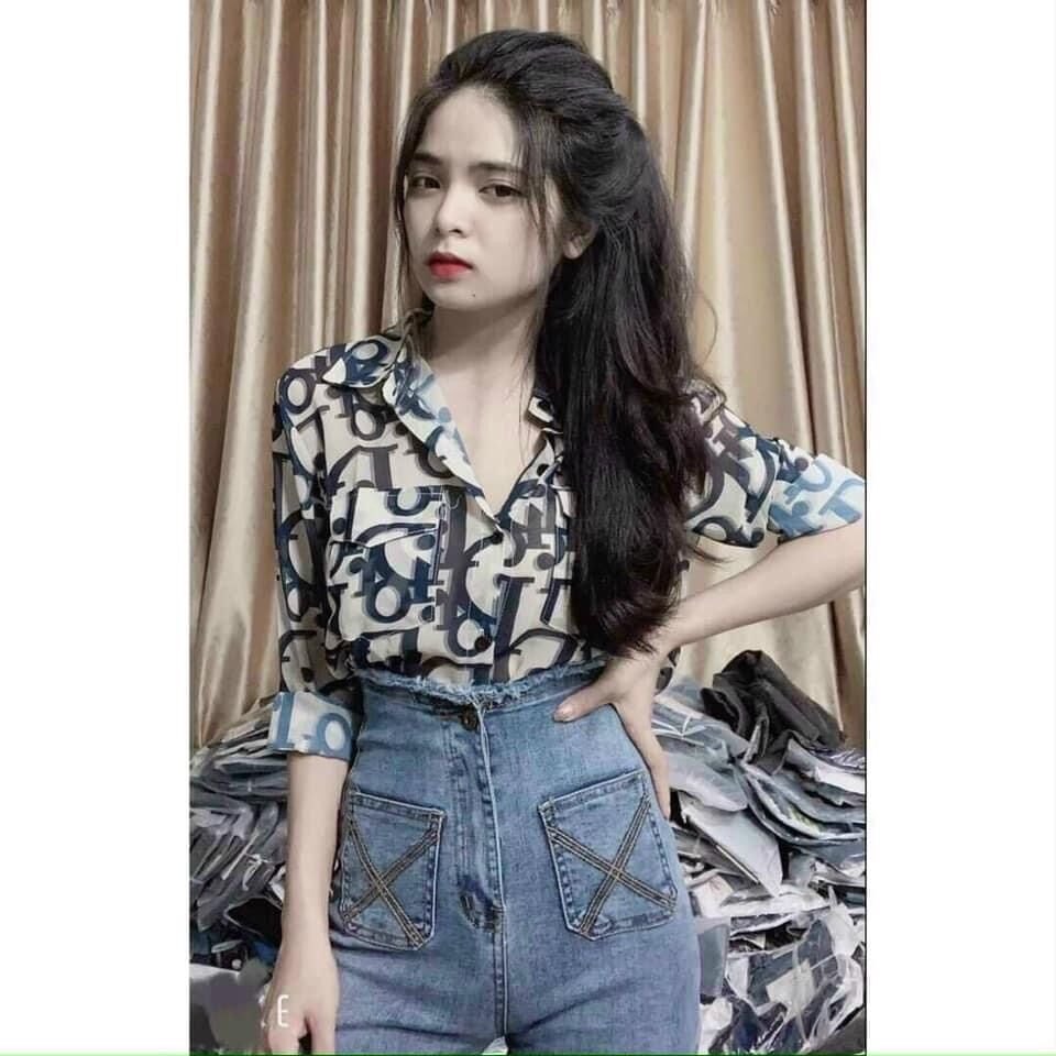 Quần jean nữ lưng cao túi may X nổi