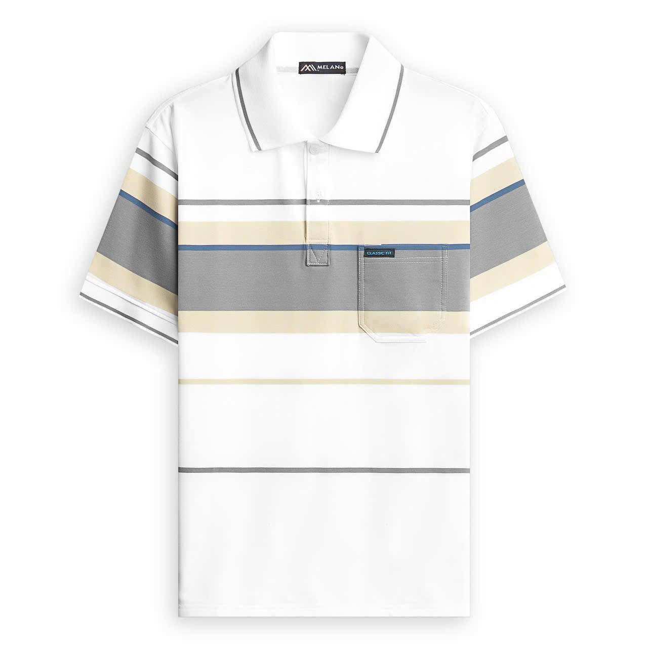 Middle-Aged Men's Short-Sleeved Polo Shirt Big Size 3XL 100kg Striped Cotton Fabric with Wide Collar, T-Shirt for Older Men - 6