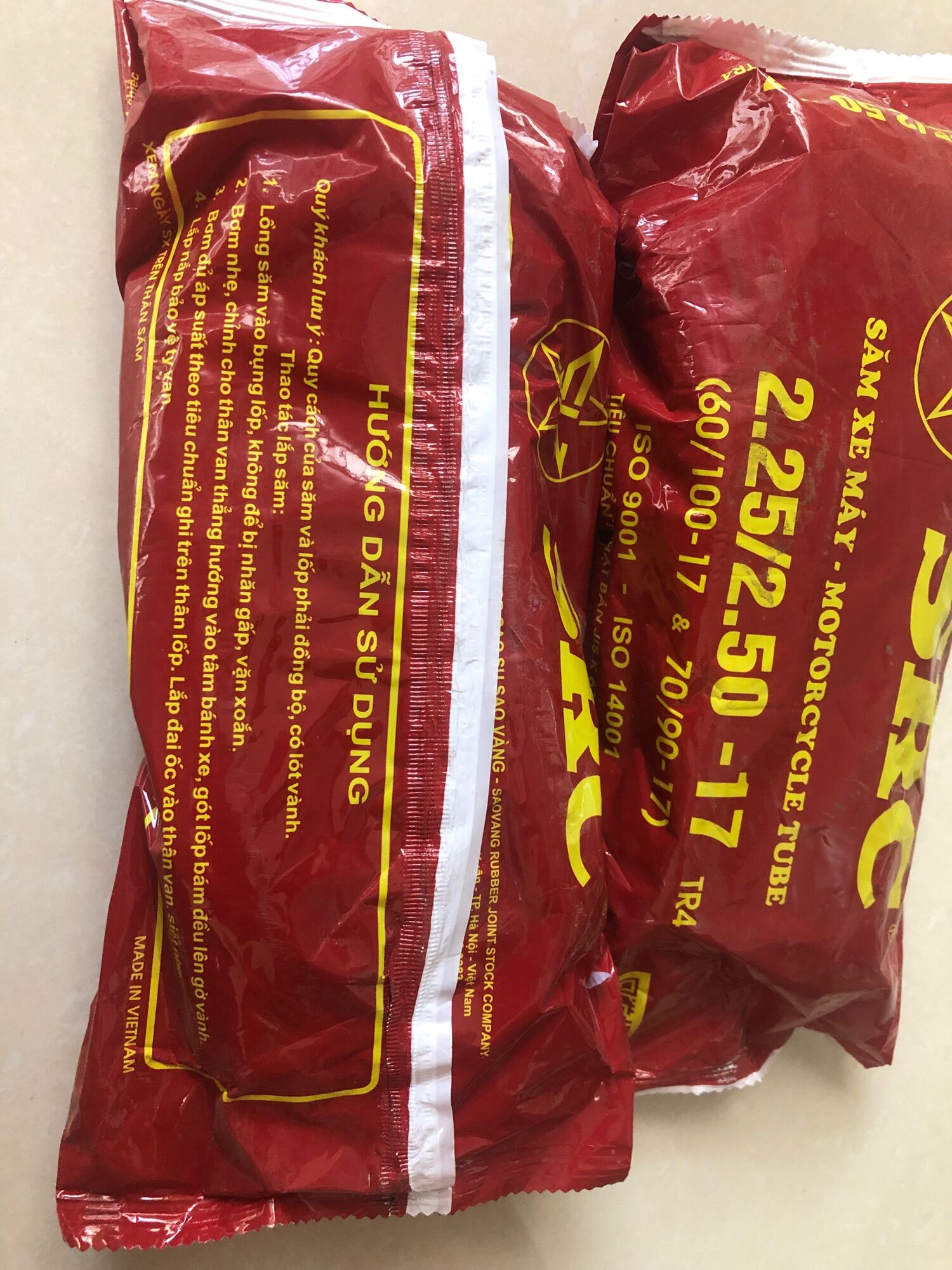 Săm (ruột) Sao Vàng SRC  2.25/2.50-17 (70/90-17) cho xe máy