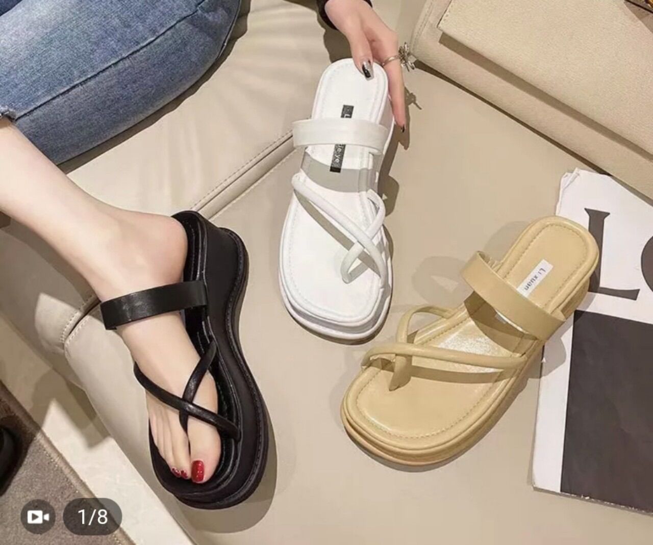 Dép bánh mỳ xó độn kép quai ngang