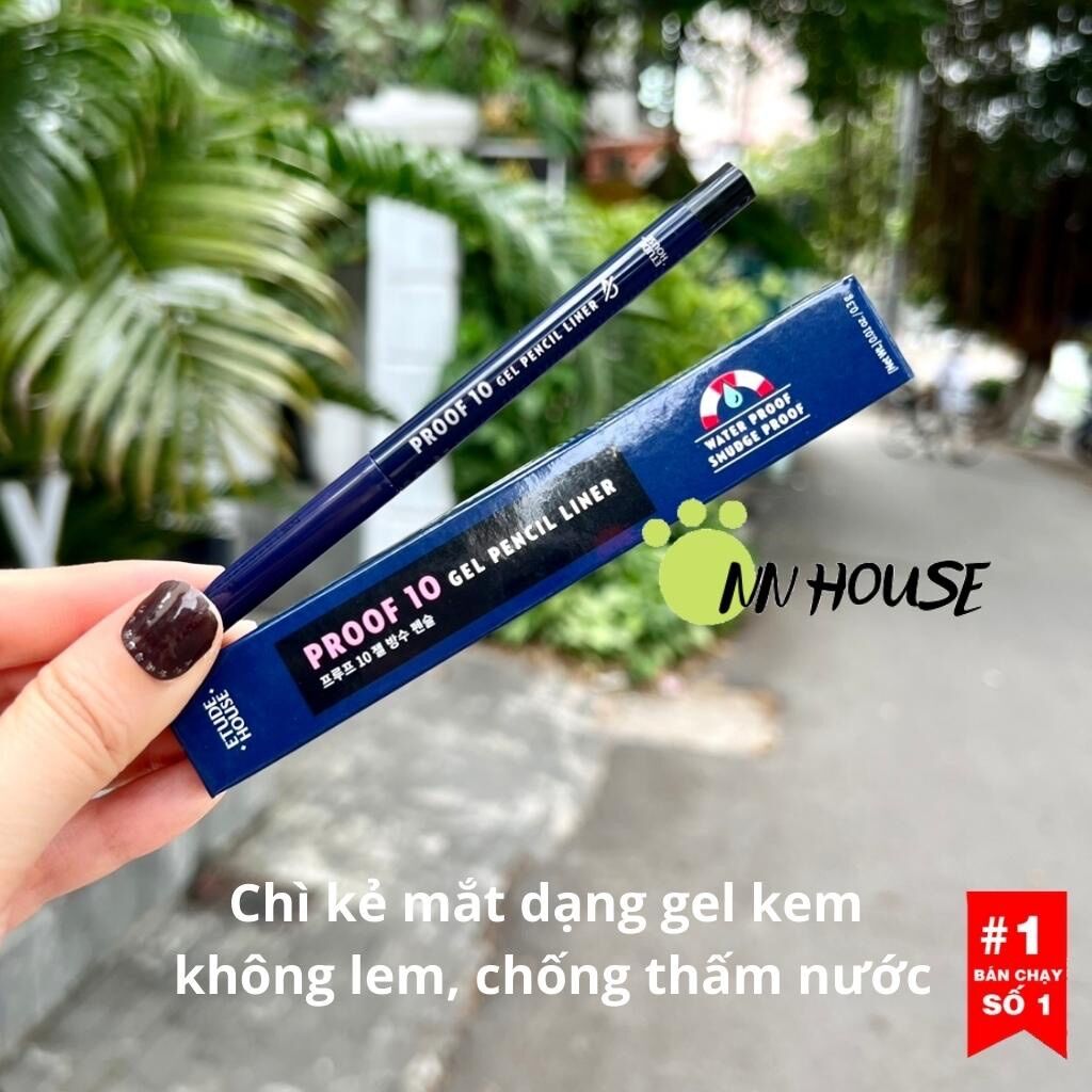 Chì kẻ mắt chống thấm nước, không lem, lâu trôi Proof 10 Gel Pencil Liner, eyeliner trang điểm mắt makeup, bút kẻ mắt dạ Etude House - NN House
