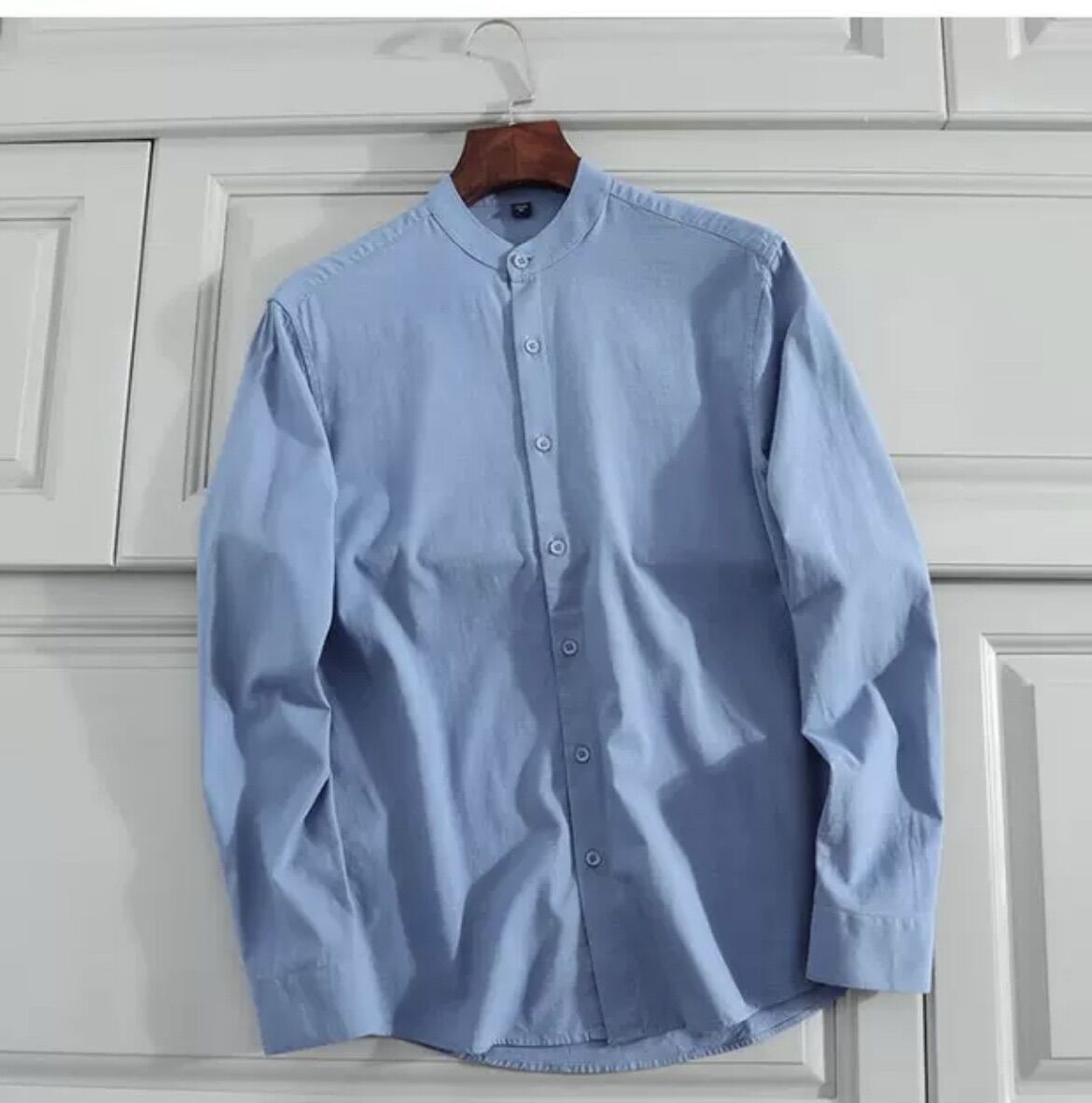 Áo sơ mi đũi dài tay hàn quốc cổ tàu 2021