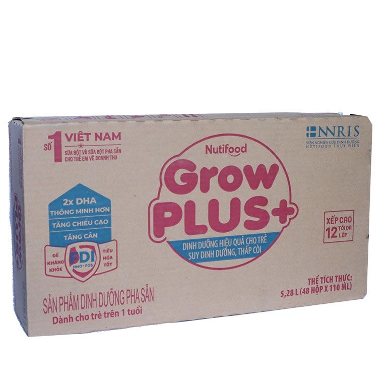 Sữa pha sẵn Nutifood Growplus Đỏ 110ml (48 hộp dành cho trẻ 1 tuổi trở lên)