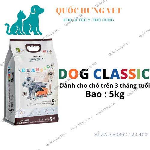 Dog classic - thức ăn hạt cho chó trên 3 tháng tuổi 5kg-quốc hưng vet