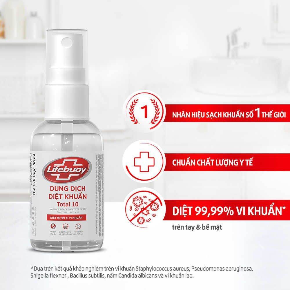 Dung dịch nước xịt diệt khuẩn đa năng Lifebuoy Total 10 50ml