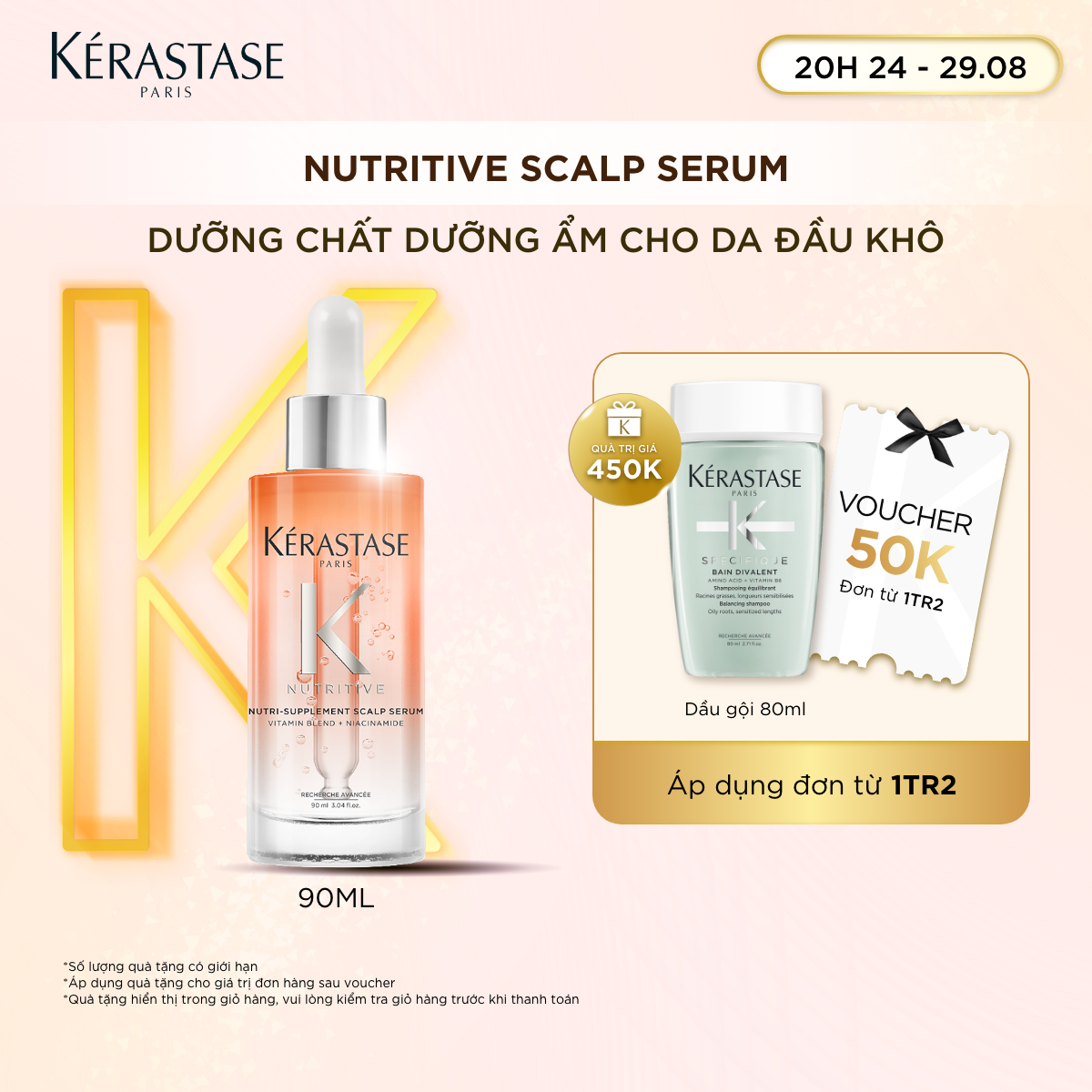 Dưỡng chất dành cho da đầu giúp dưỡng ẩm và nuôi dưỡng da đầu Kérastase Nutritive Scalp Serum 90ml