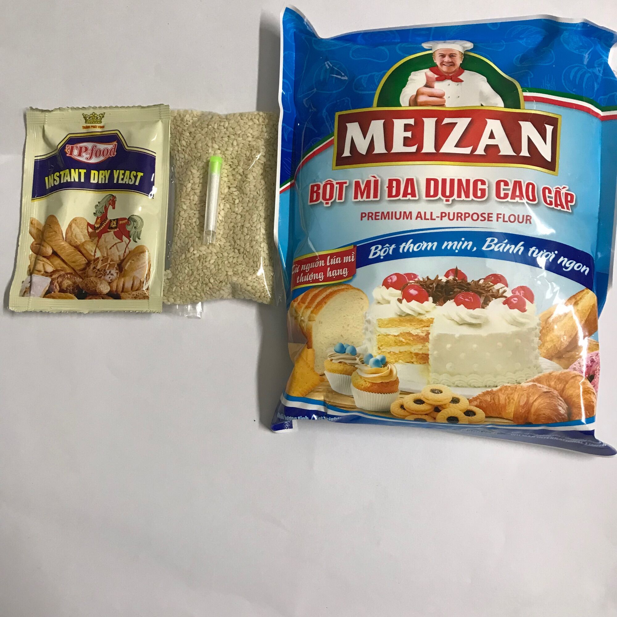 Combo làm BÁNH TIÊU đầy đủ bột, men khô, vừng, vani thơm