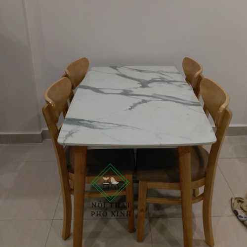 bộ bàn ăn mango giả đá 4 ghế 40*42cm