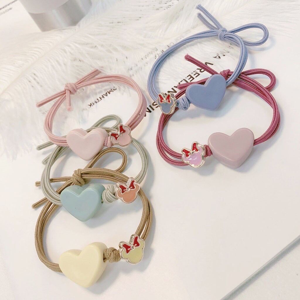 (Set 5 sợi) Dây cột tóc nữ và bé gái trái tim Mickey CT09D -MiniMiu