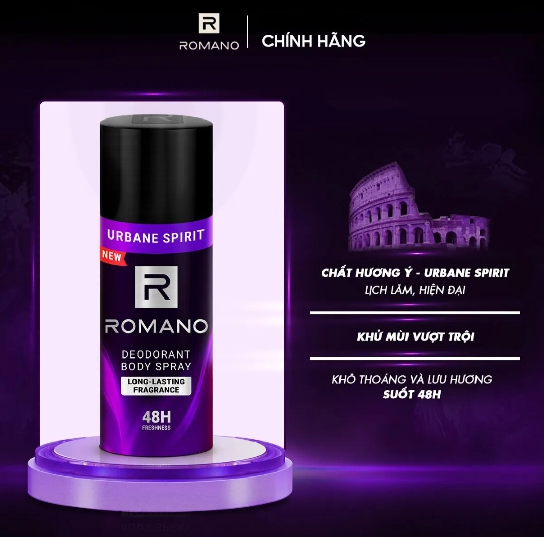 Xịt mùi Romano URBANE SPIRIT 195ML ( chai lớn )