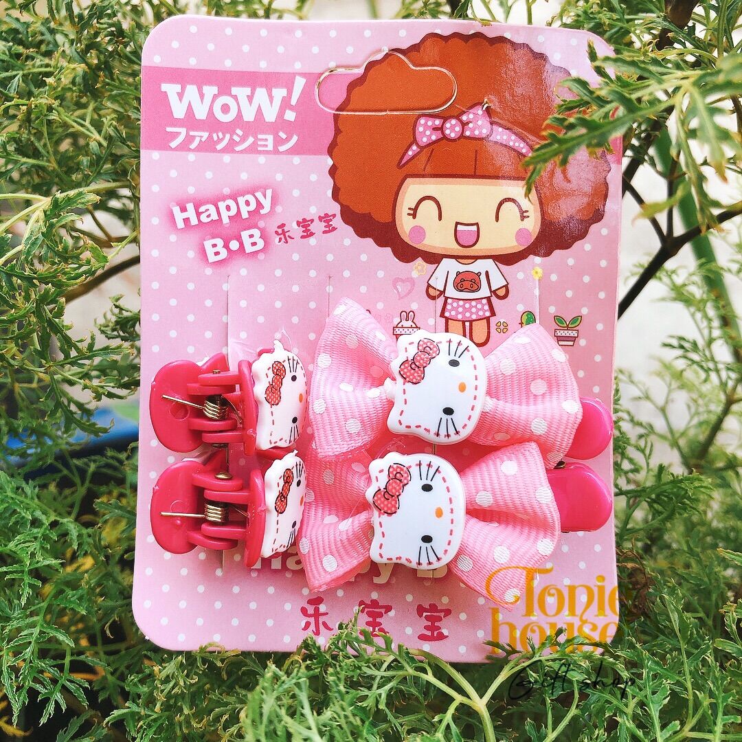 Set kẹp tóc mèo Kitty cho bé gái