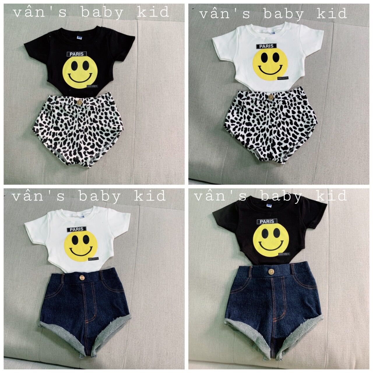 Set áo body suit quần đùi bé gái
