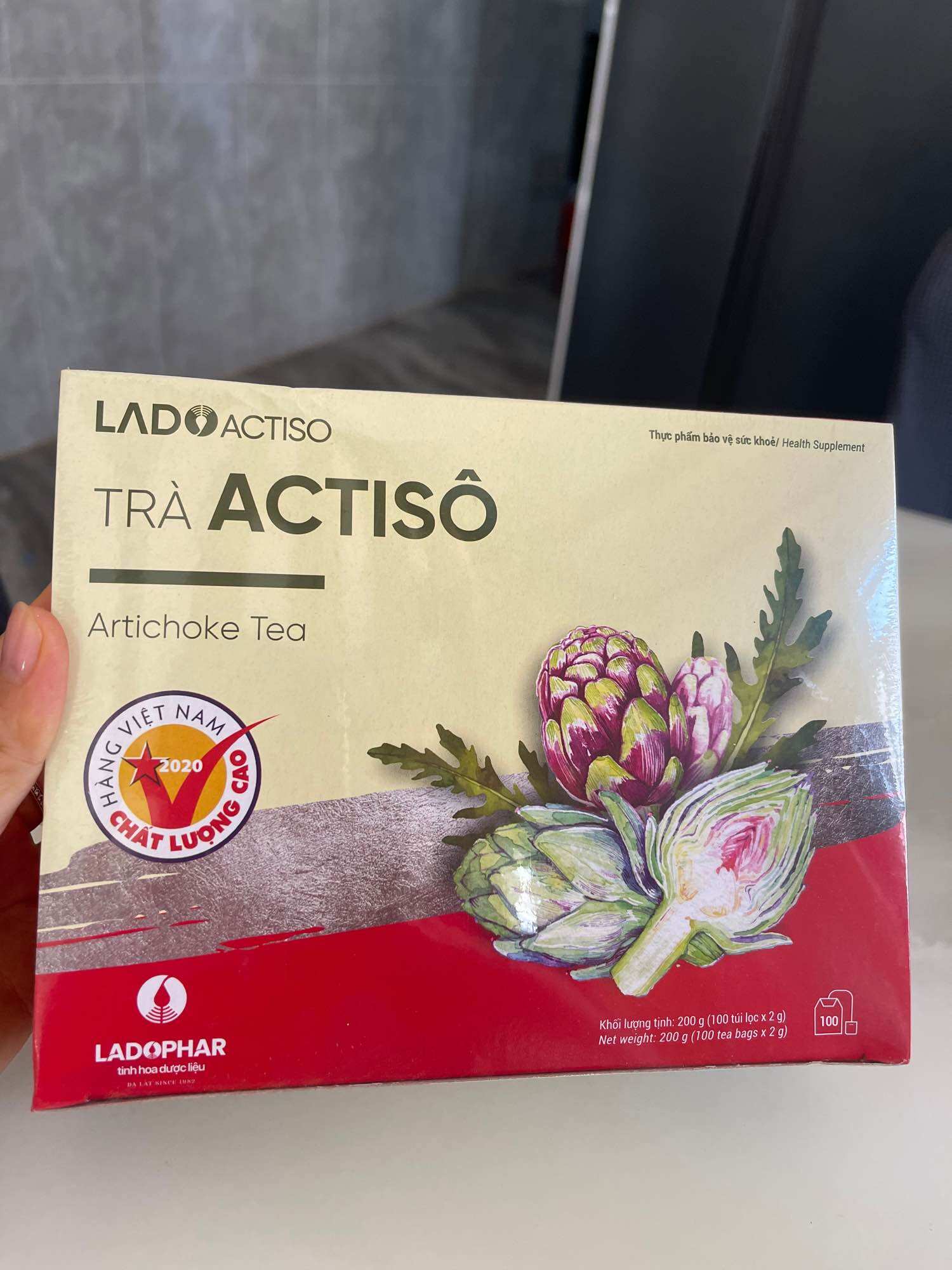 Hộp Trà Atiso 100 Túi Lọc Ladophar đặc sản Đà Lạt hsd 04/2027