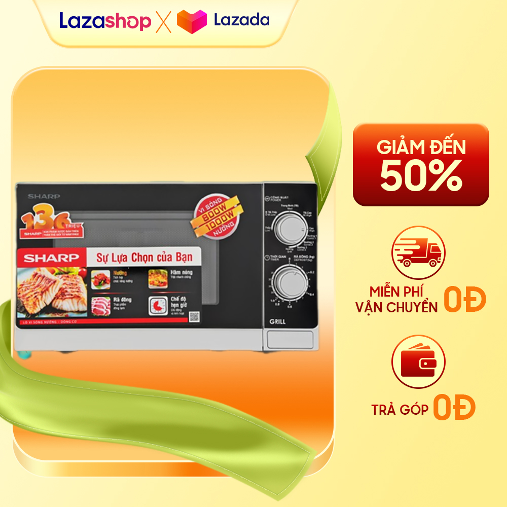 Lò vi sóng có nướng sharp r-g222vn-s 20 lít - rã đông, hâm, nấu, nướng