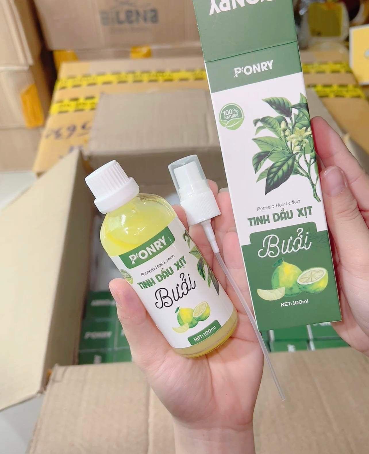 Xịt bưởi Ponry, kích mọc tóc nhanh, giảm gãy rụng