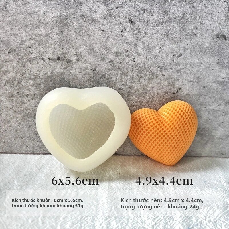 Khuôn Silicon Hình Trái Tim Dệt 3D Để Làm Nến Thủ Công Xà Phòng Thạch Cao Bánh Sô Cô La - Quà Tặng Ngày Lễ Tình Nhân Dụng Cụ Làm Bánh