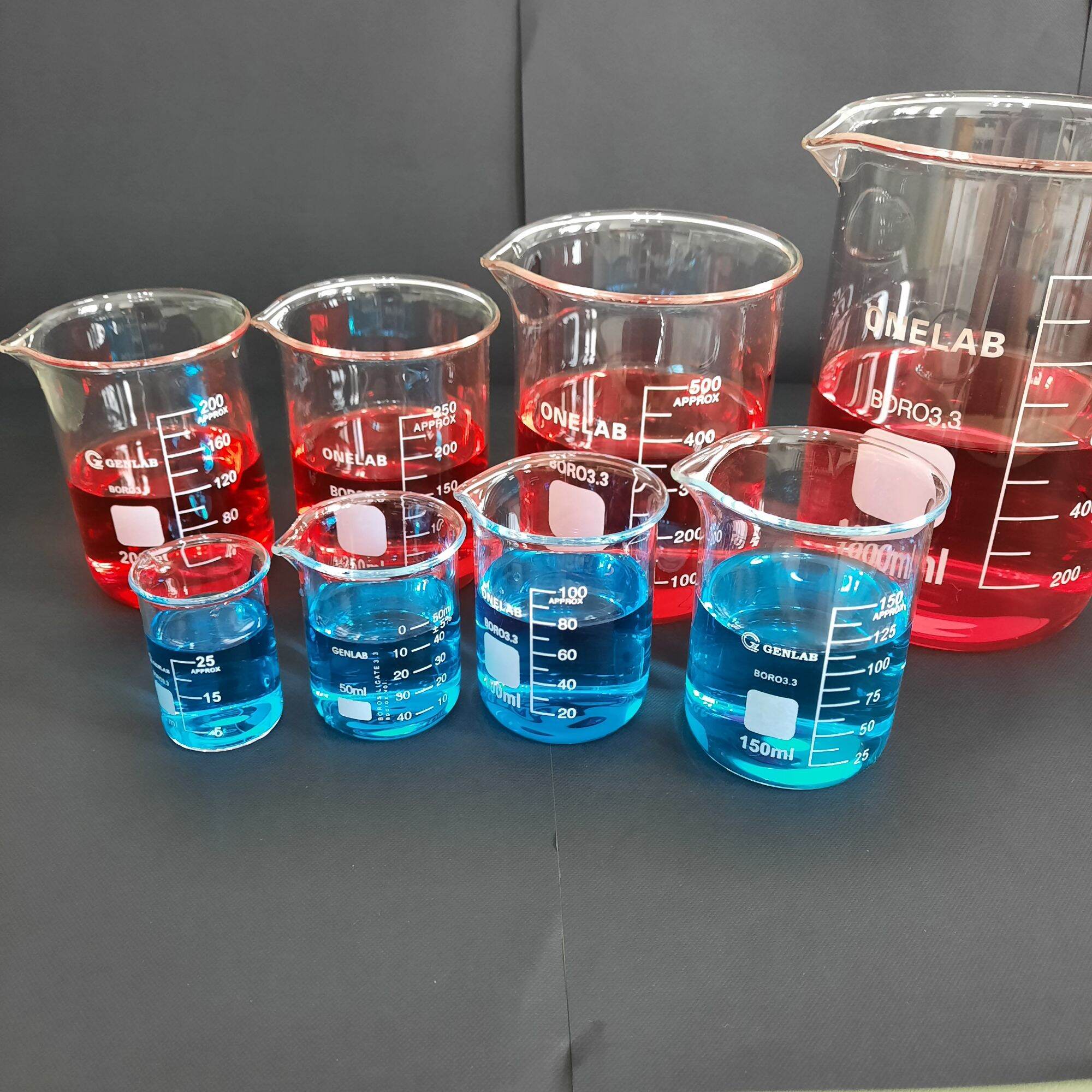 Cốc chịu nhiệt thủy tinh chia vạch CÓ MỎ - cốc đốt thấp thành các cỡ- cốc đong thủy tinh thí nghiệm 25ml 50ml 100ml150ml 200 250ml 500ml 1000ml cốc thủy tinh thí nghiệm, cốc đong ly đong định lượng pha chế thực phẩm, đồ uốn