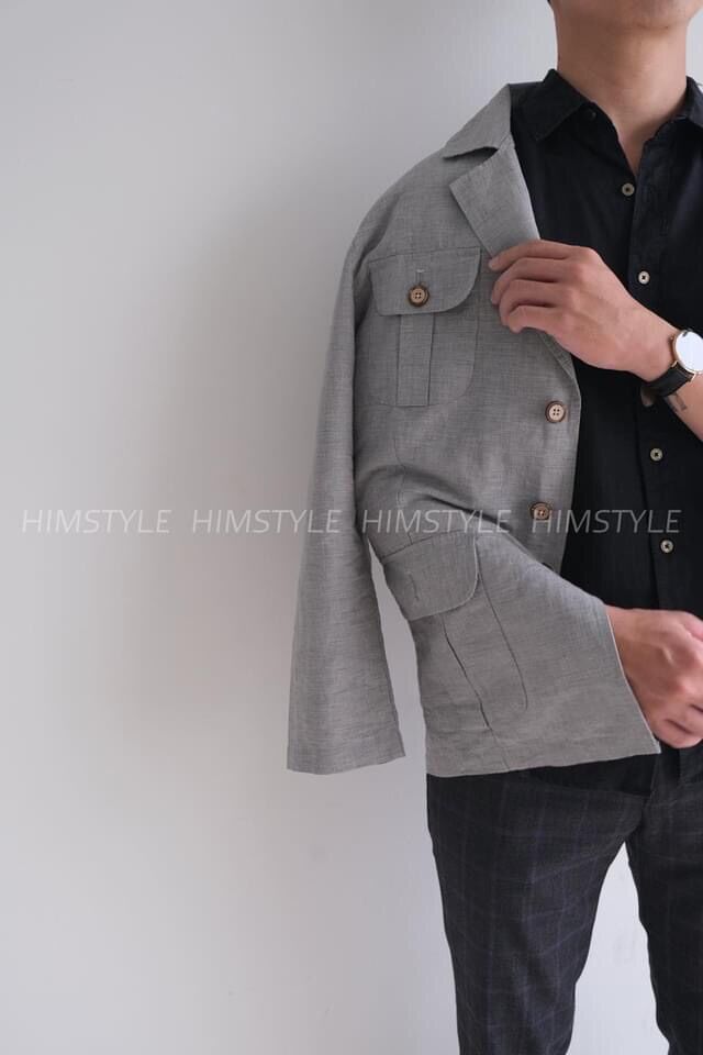 [HIMSTYLE] Áo Khoác Nam Blazer Chất Linen Bố