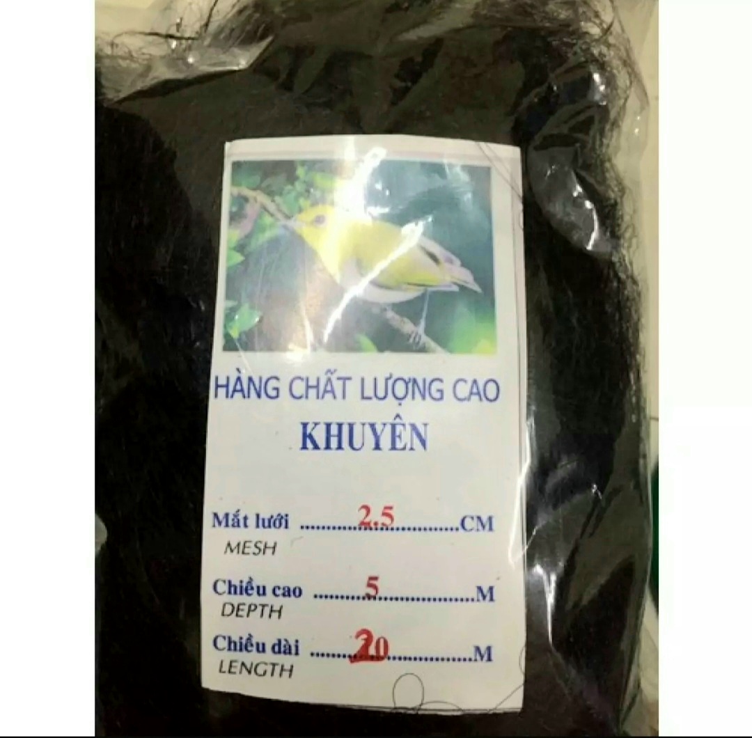 Lưới bẫy chim mắt lưới 2.5cm cao 5m dài 20m bắt các loại chim nhỏ như khuyên, sẻ, ri... lưới bắt chim hàng thái lan cao cấp