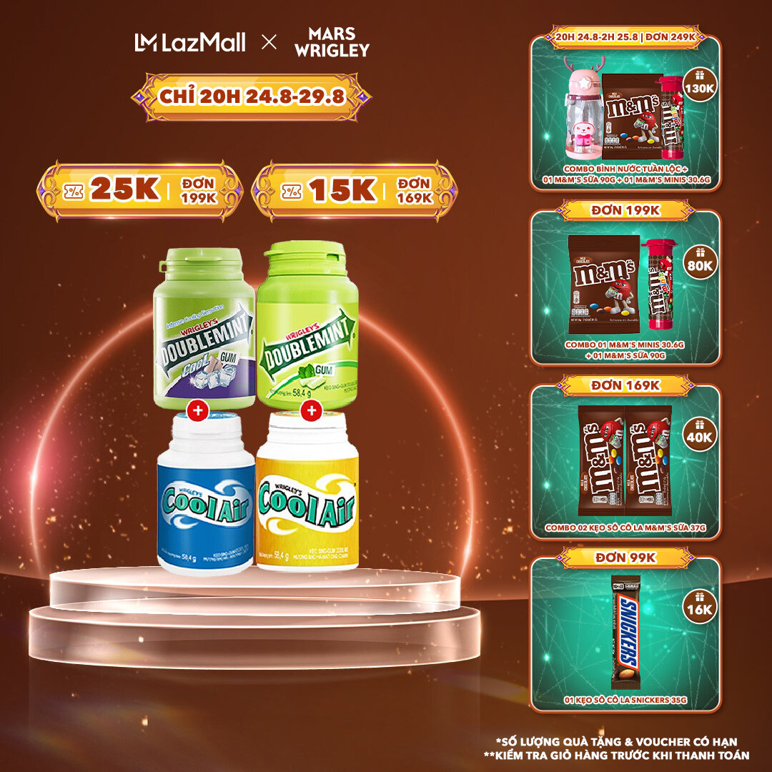 Combo 4 Sing-gum tinh táo tập trung tinh thân Cool Air & Doublemint