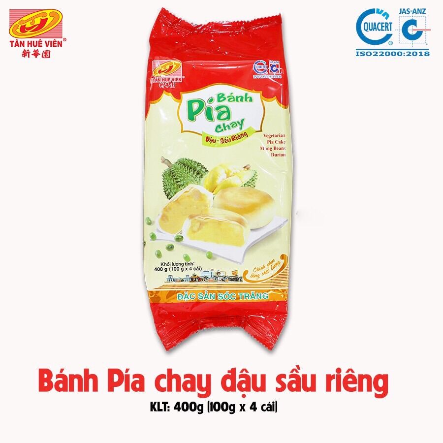 [HCM] Bánh pía Chay đậu xanh sầu riêng 400gr Tân Huê Viên