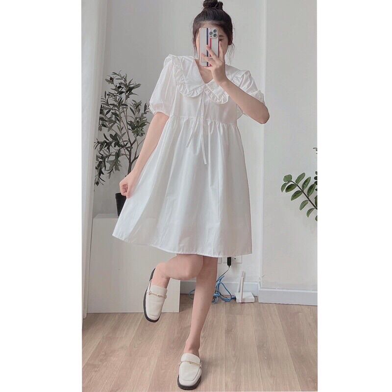 Váy babydoll cổ bèo đễ thương Pea Store - Đầm babydoll dáng ngắn