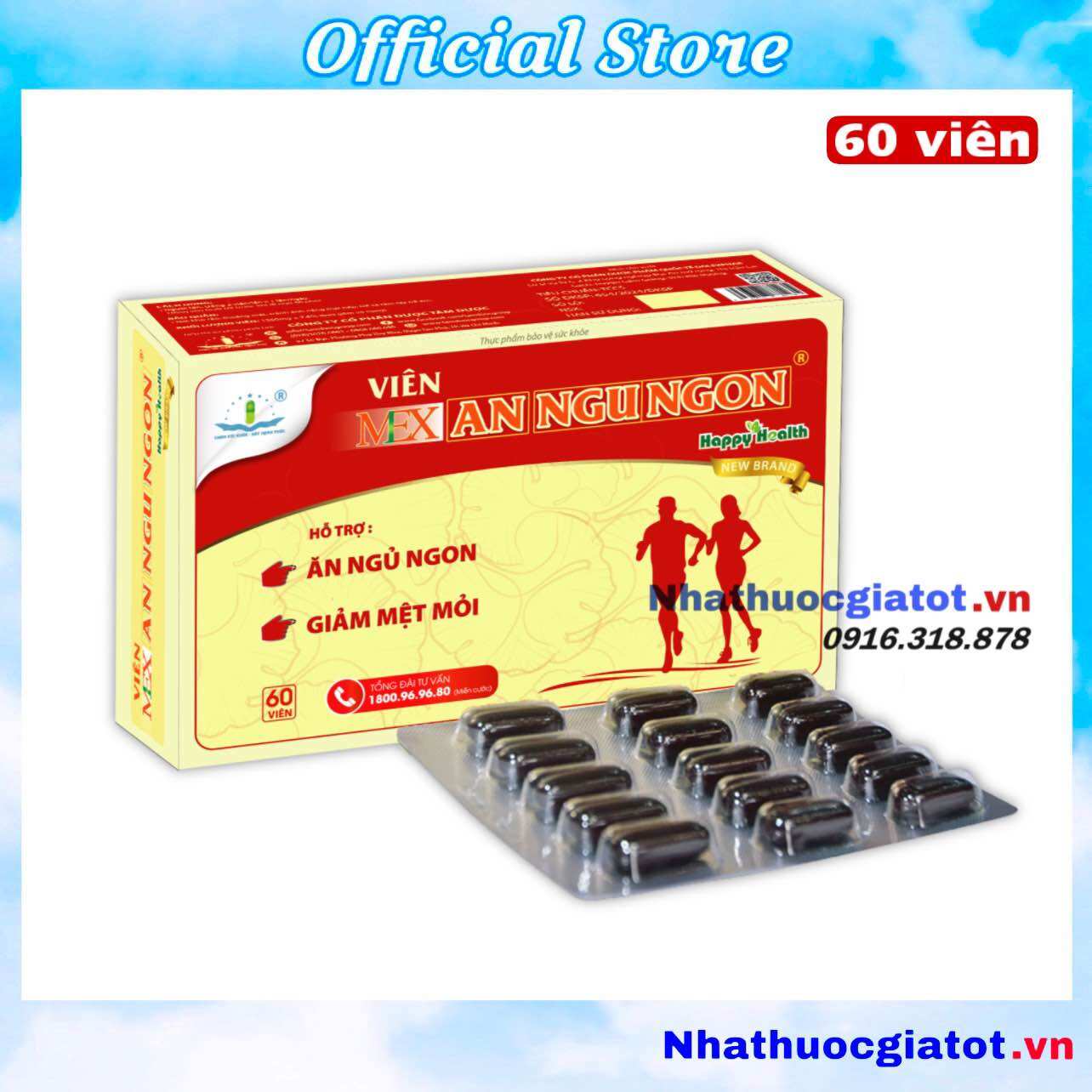 Viên mex ăn ngủ ngon happy health new brand hỗ trợ ăn ngon, ngủ sâu giấc