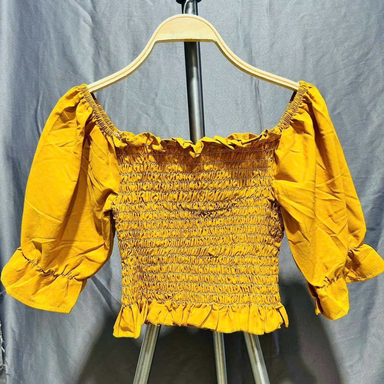 ÁO KIỂU TAY LỬNG PHỒNG DÁNG CROPTOP FORM 50 KG TRỞ LẠI(NA)