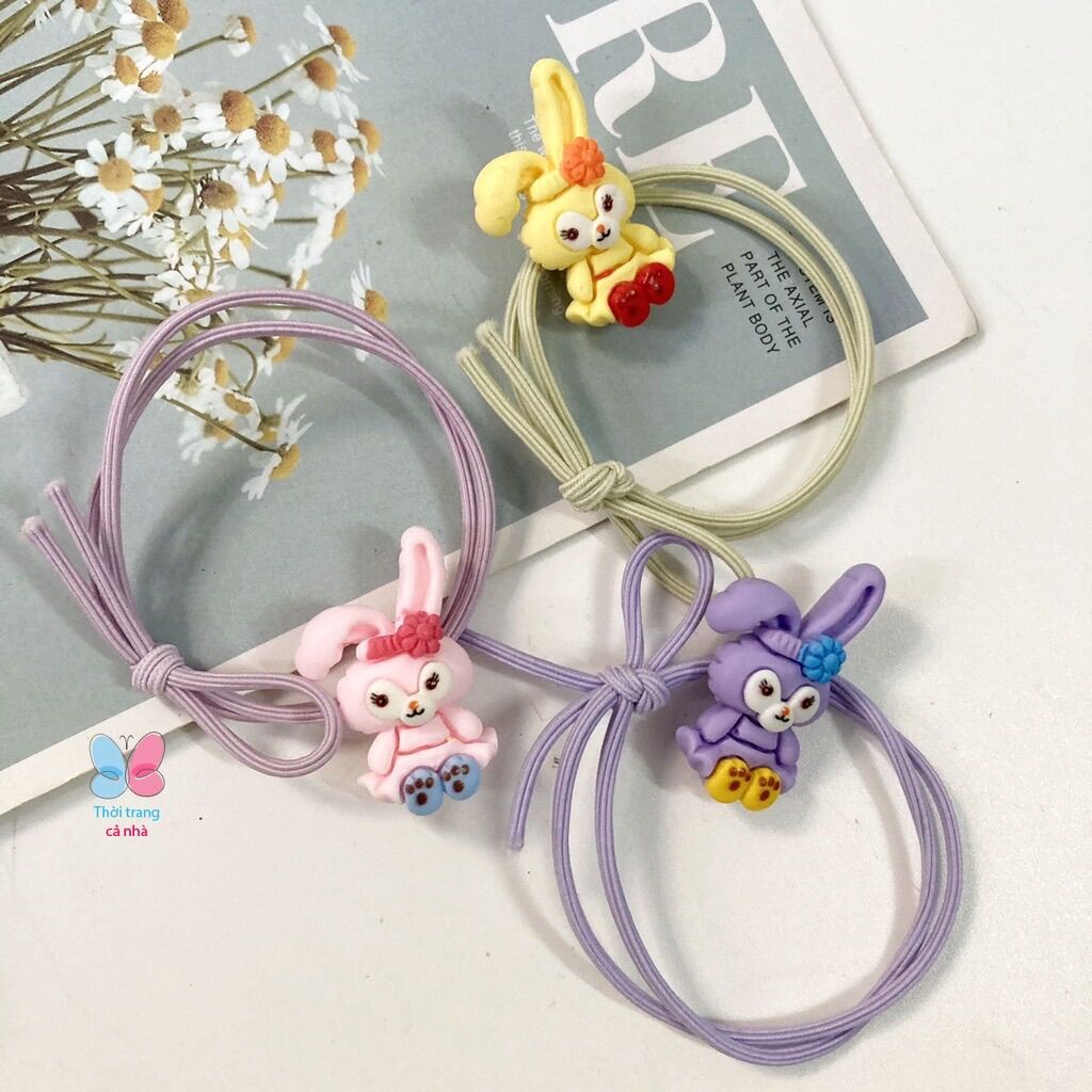 2 dây buộc tóc thun đôi màu hình thỏ - DBT22