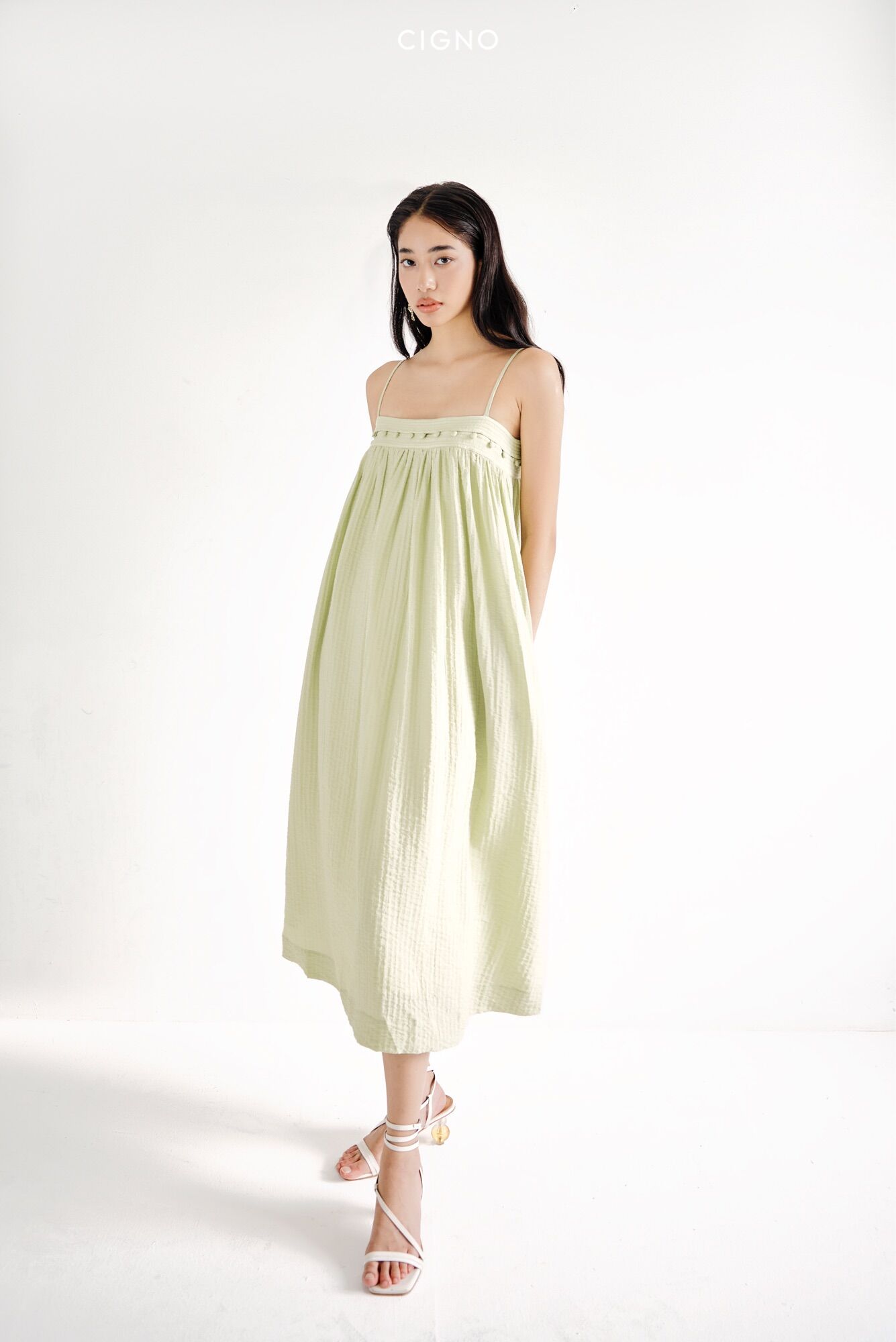 CIGNO-đầm 2 dây maxi cách điệu BEANY DRESS