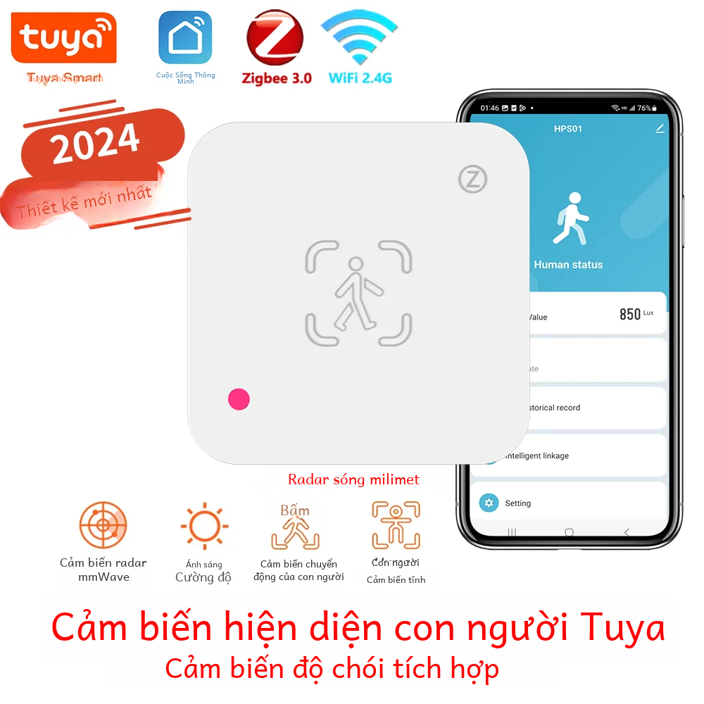 Tuya Wifi Cảm Biến Sự Hiện Diện Của Con Người Mmwave Máy Dò Radar Có Độ Sáng Cho Nhà Thông Minh Cuộc Sống Thông Minh Thay Thế Cảm Biến Pir