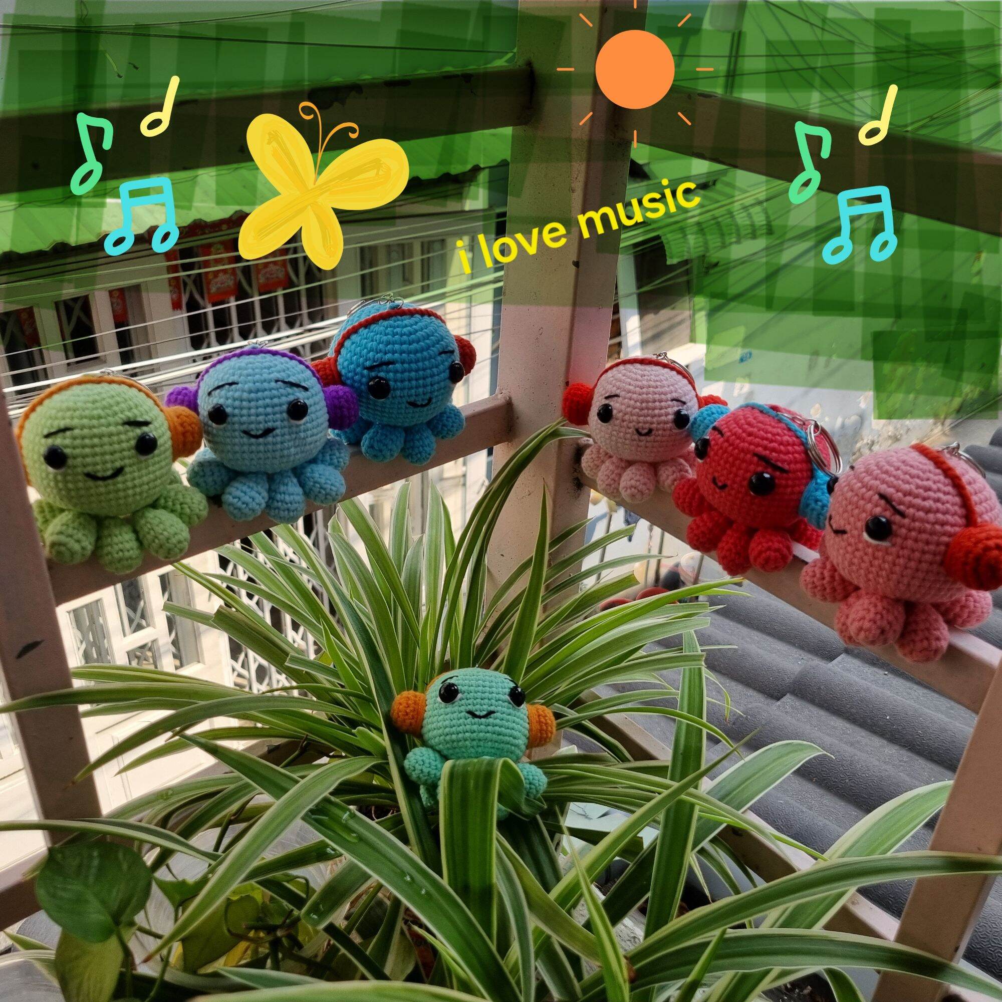 Móc khóa handmade bạch tuộc len size lớn