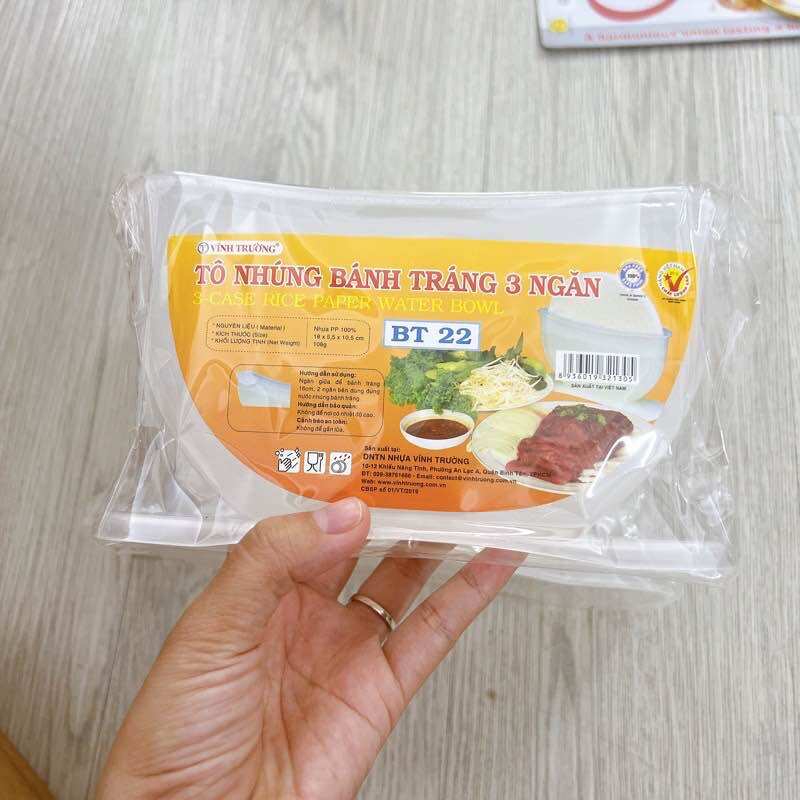 Tô nhúng bánh tráng bt nhựa vĩnh trường cao cấp 3 ngăn - khay nhúng bánh tráng 3 ngăn
