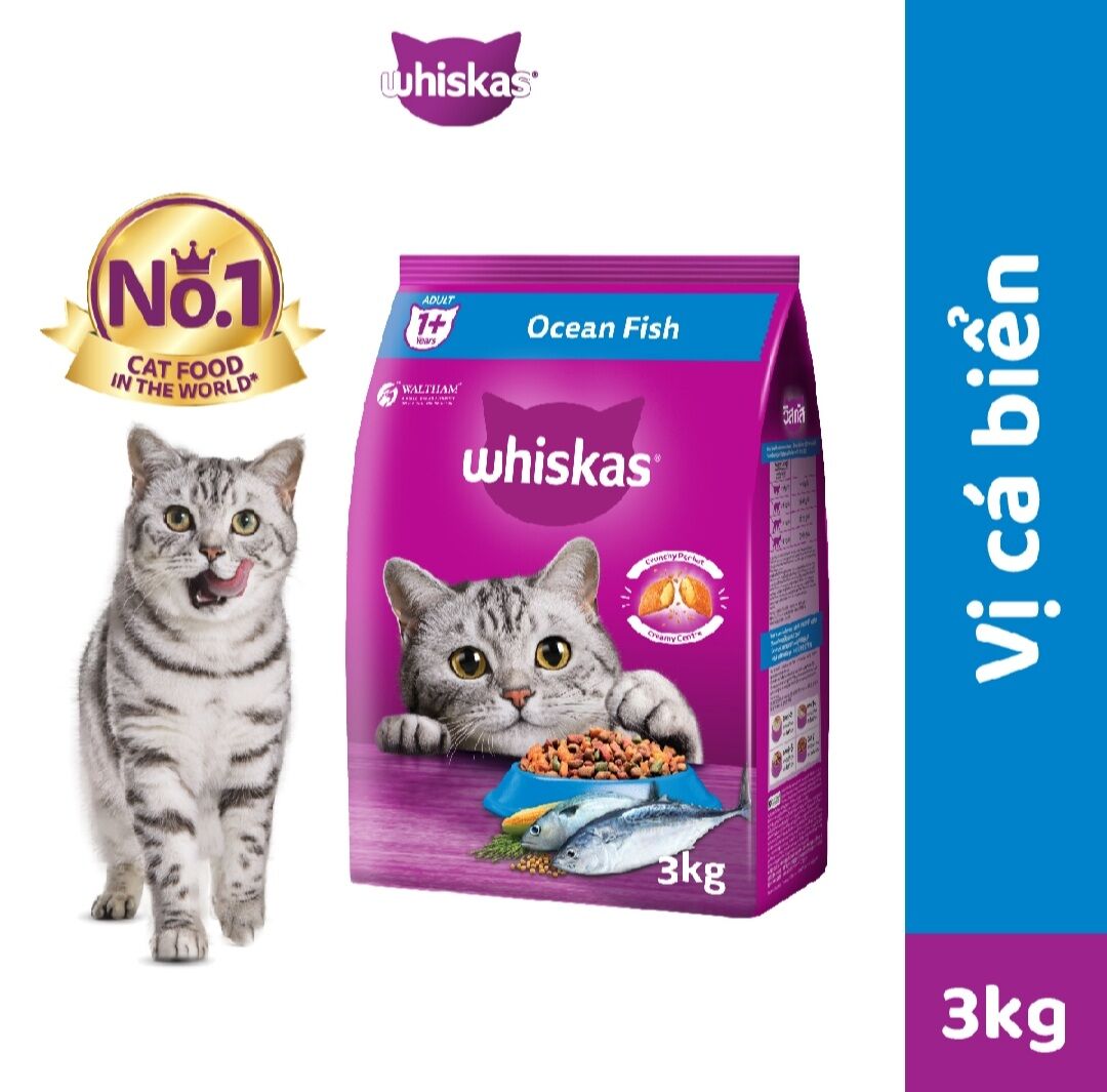 Thức ăn dạng hạt Whiskas cho mèo vị Cá biển 3kg