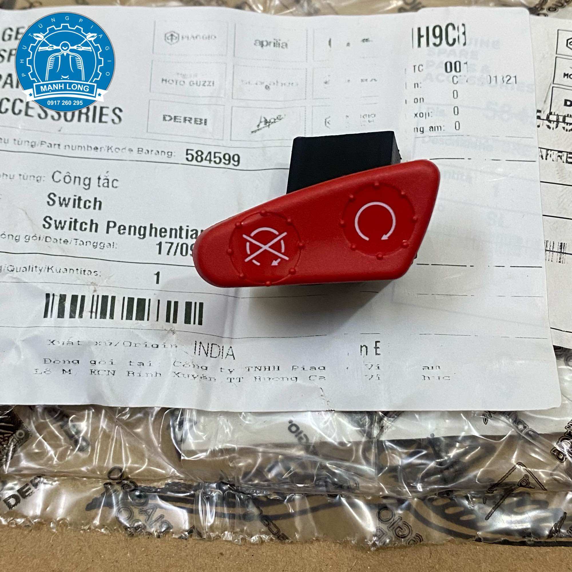 Công tắc stop, công tắc tắt máy Vespa GTS