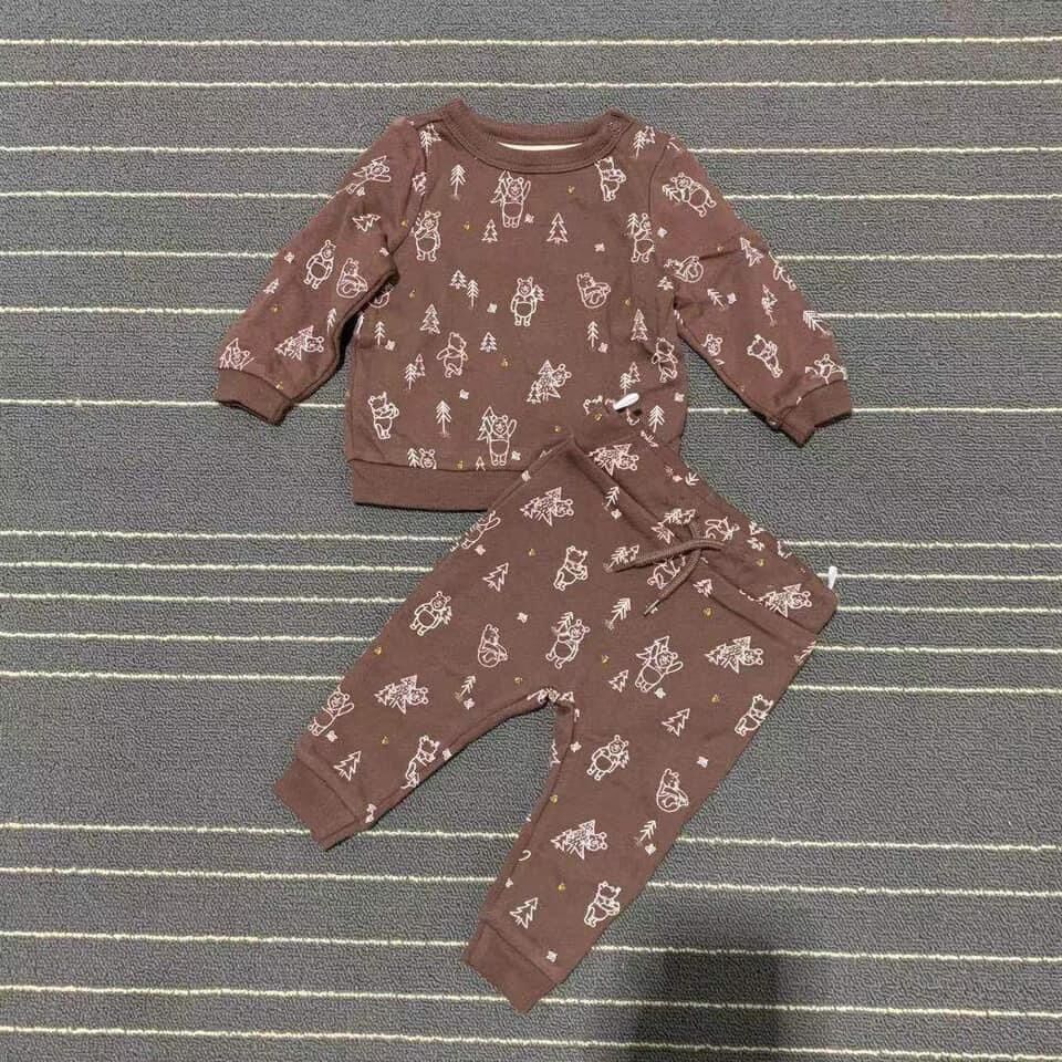 combo 2 bộ dài tay gấu nâu be cho bé trai