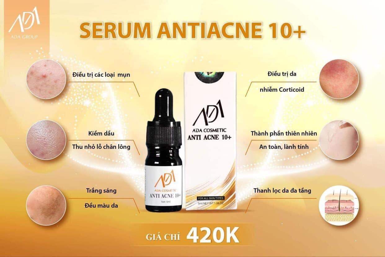 Serum-Antiacne 10+ Hỗ Trợ mụn viêm,mụn ẩn,mụn đầu đen,Thanh lọc da,Thu nhỏ lỗ chân lông