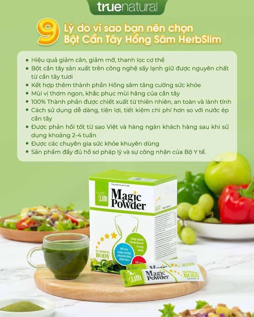 Bột cần Tây Hồng sâm Herbslim Trấn Thành