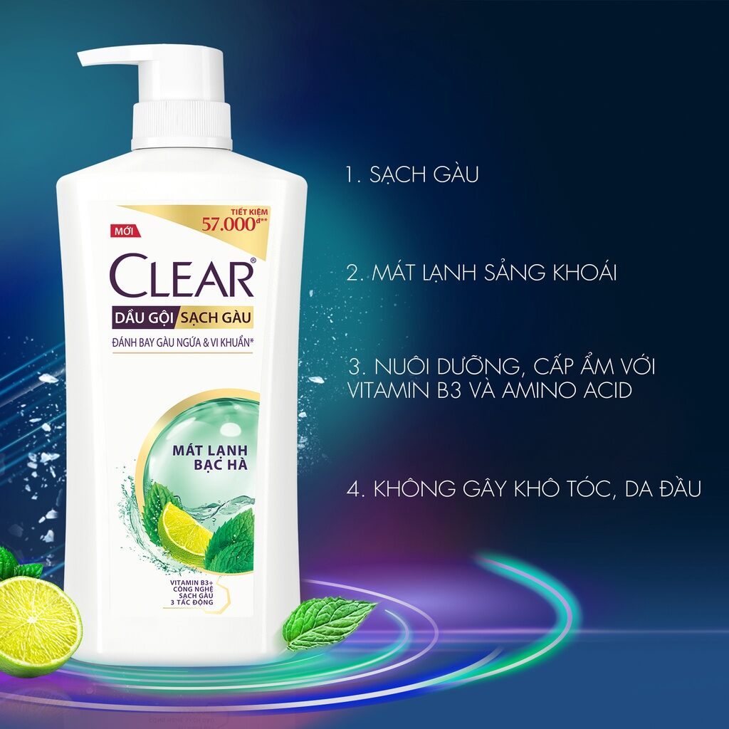 Dầu gội đầu Clear bạc hà 350g