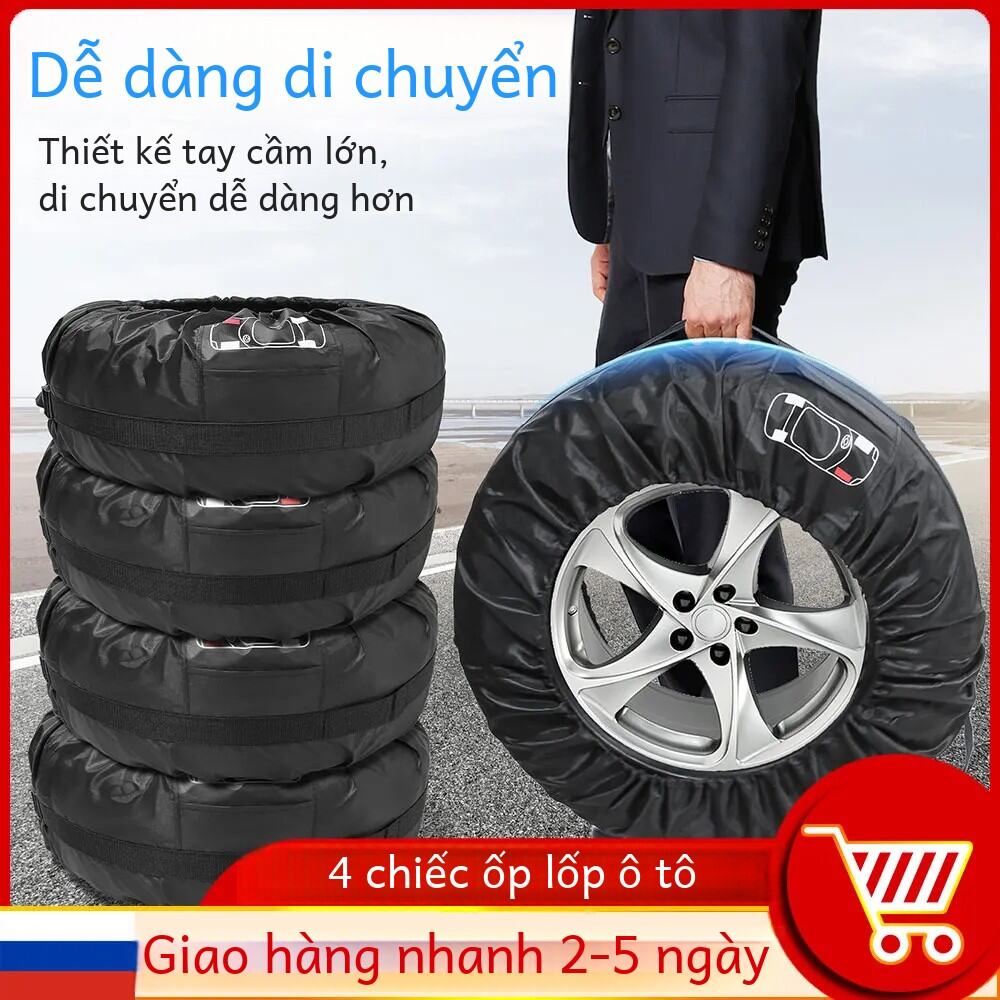 Đen Chống Lốp Xe 4 Chống Tia UV Polyester Chống Thấm Nước Taffeta Bánh Xe Bảo Vệ Túi Bảo Quản Cho Ô Tô Nhẹ Lốp Dự Phòng bao Da