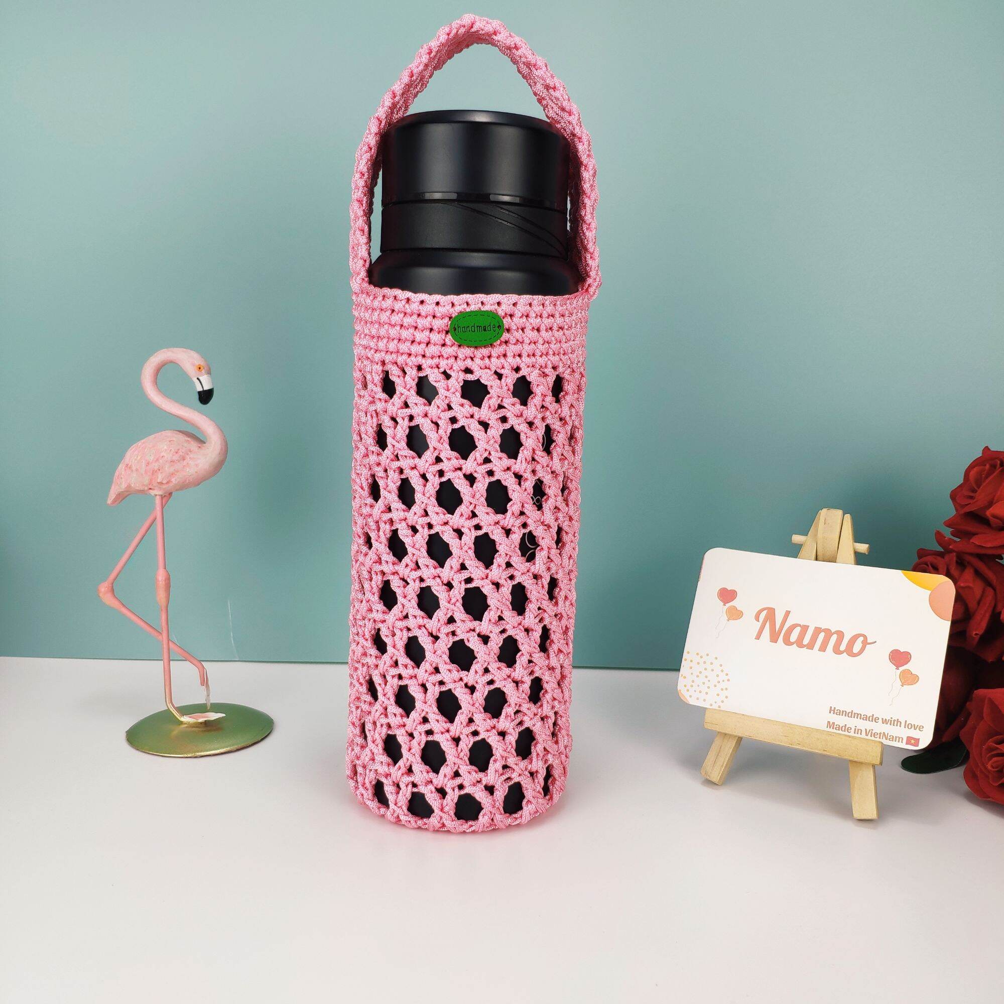 Túi để bình giữ nhiệt len, handmade, thủ công
