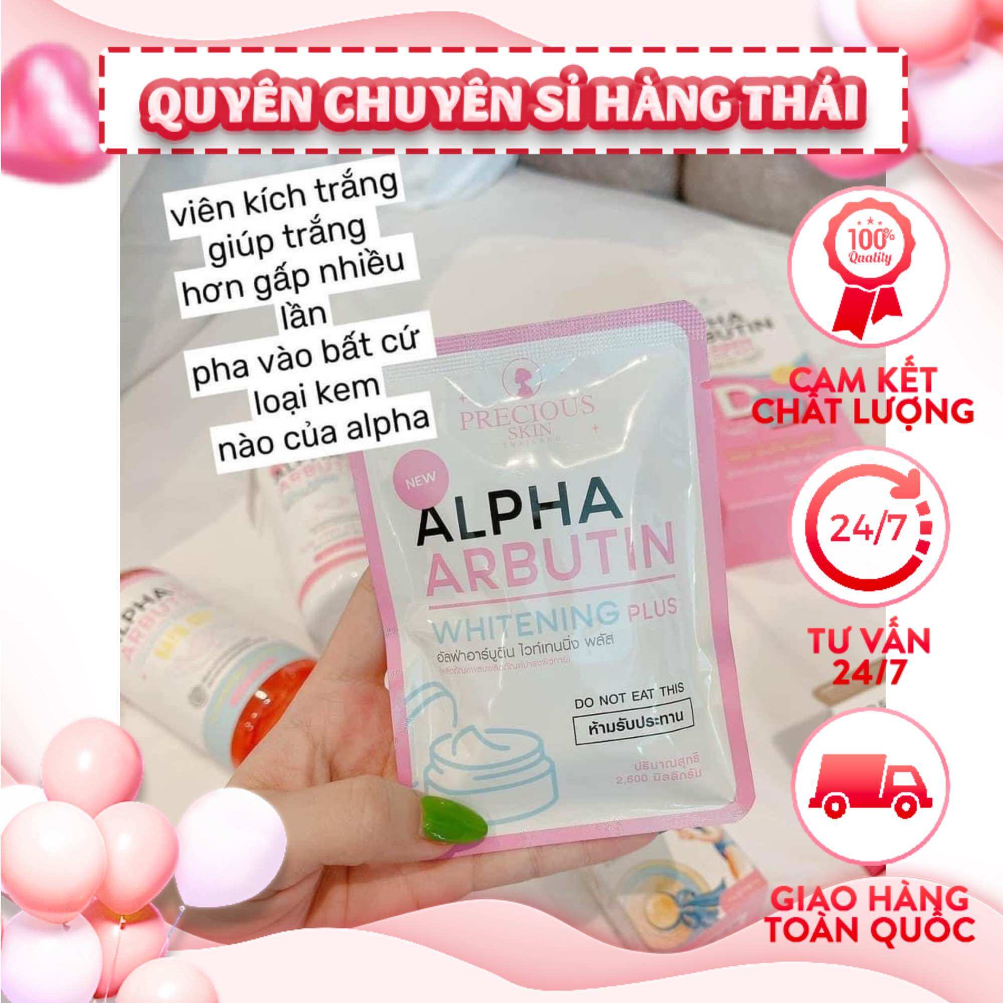 Vỉ 10viên kích trắng alpha arbutin plus thái lan